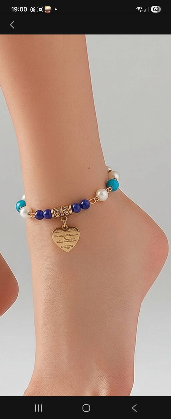 Bracelet de cheville artisanal en perles naturelles 🌸