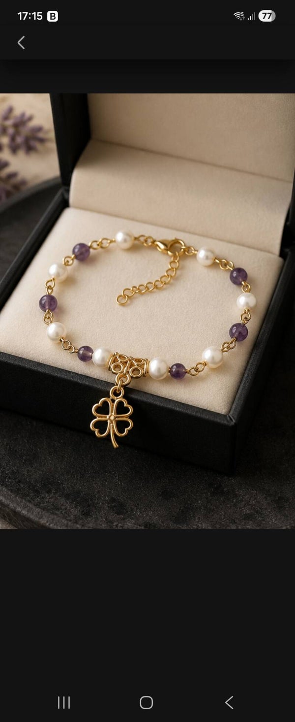 Bracelet de cheville artisanal en perles naturelles 🌸