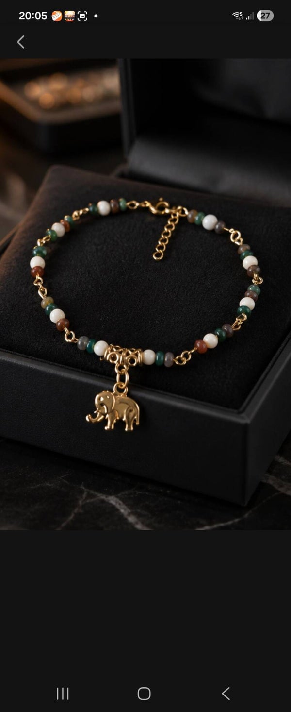 Bracelet de cheville artisanal en perles naturelles