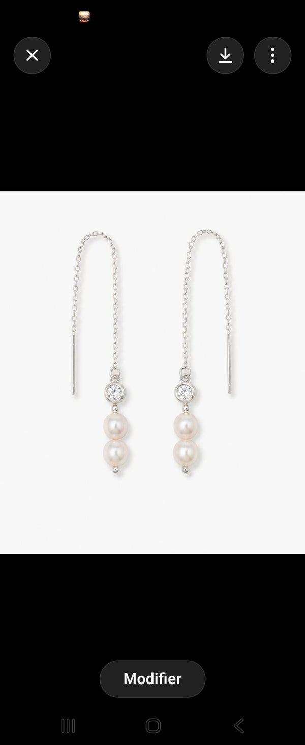 Boucles d'oreilles pendantes perles & strass argentées – Élégantes