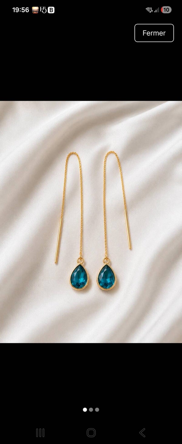 Boucles d'oreilles fil traversant- acier inoxydable doré