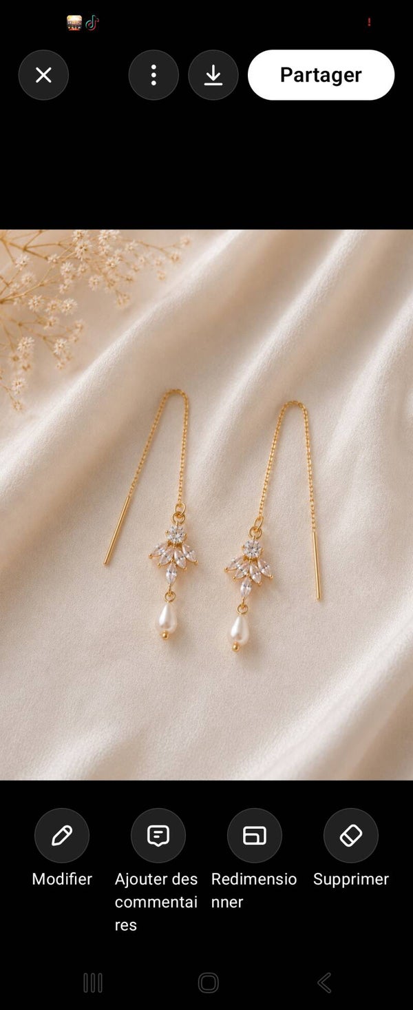Boucles d'oreilles pendantes  – Perles d'eau douce goutte & zircons