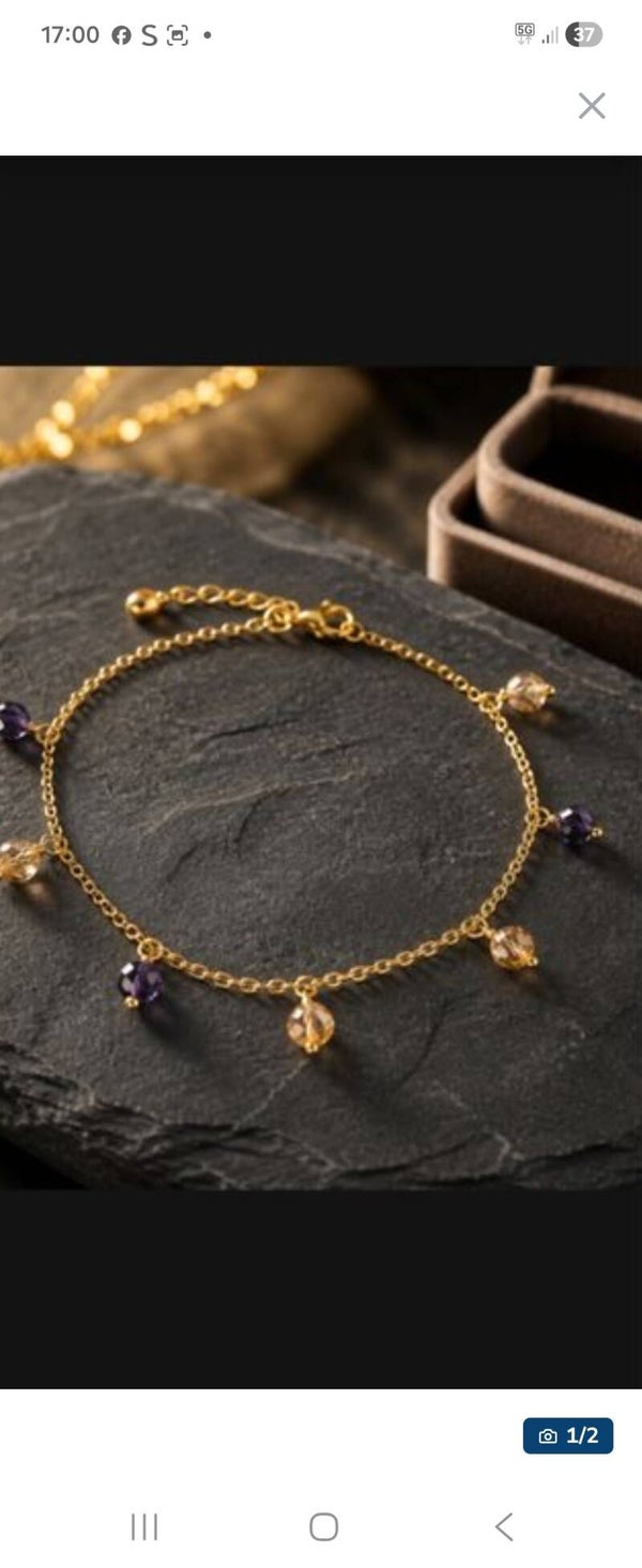 Bracelet de cheville artisanal en perles à facettes et verre tchèque 🌸