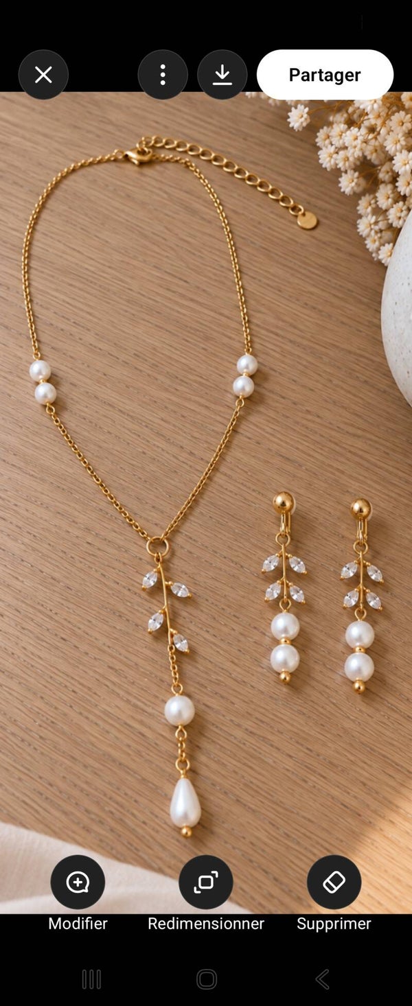 collier en Y et paire de boucles d'oreilles assorties