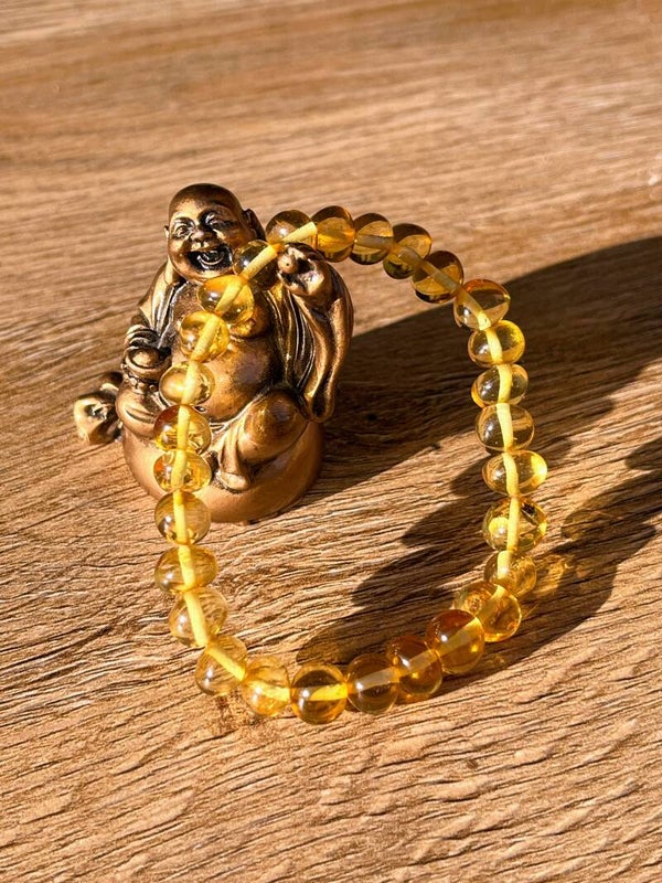 Ambre Jaune Bracelet Boule 8mm