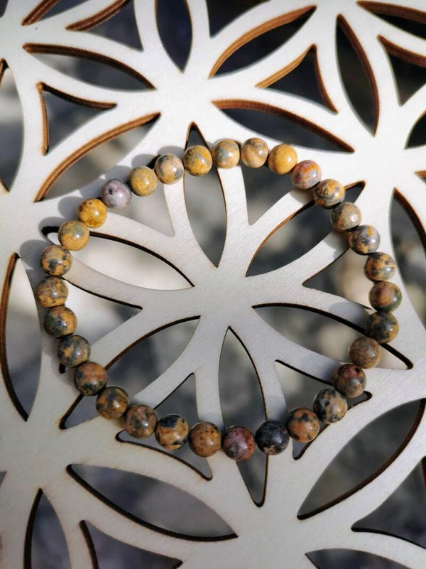 Jaspe Léopard Bracelet Boules 6mm