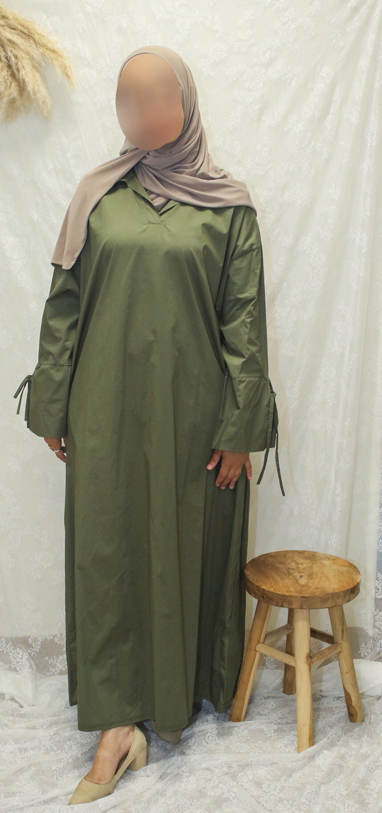 Moss green cotton dress