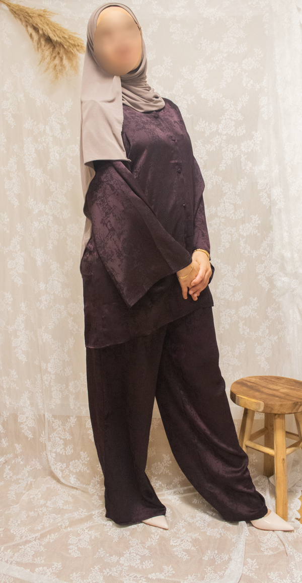 Satin twinset - Aubergine