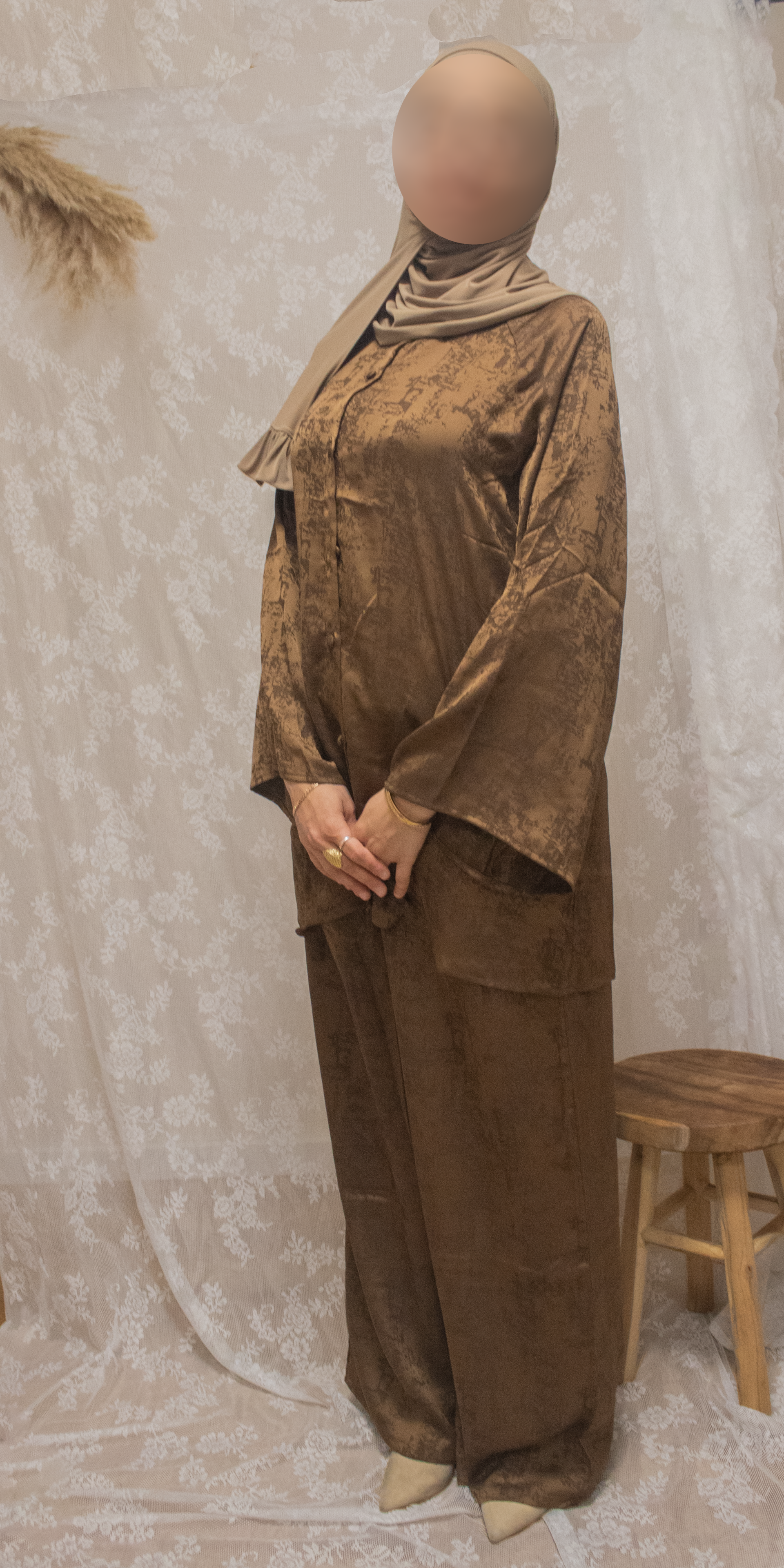 Satin twinset - Brown