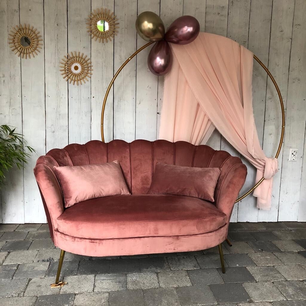 Velvet schelp bankje roze