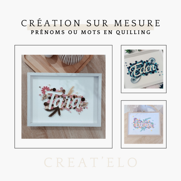 Gamme Prénoms et Mots en Quilling Personnalisés | Cadeaux Artistiques Uniques