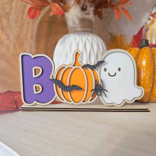Déco Halloween à poser – BOO citrouille et fantôme