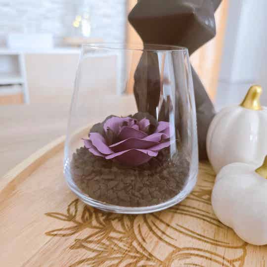 Édition spéciale Halloween – Rose en papier dans verre cristallin