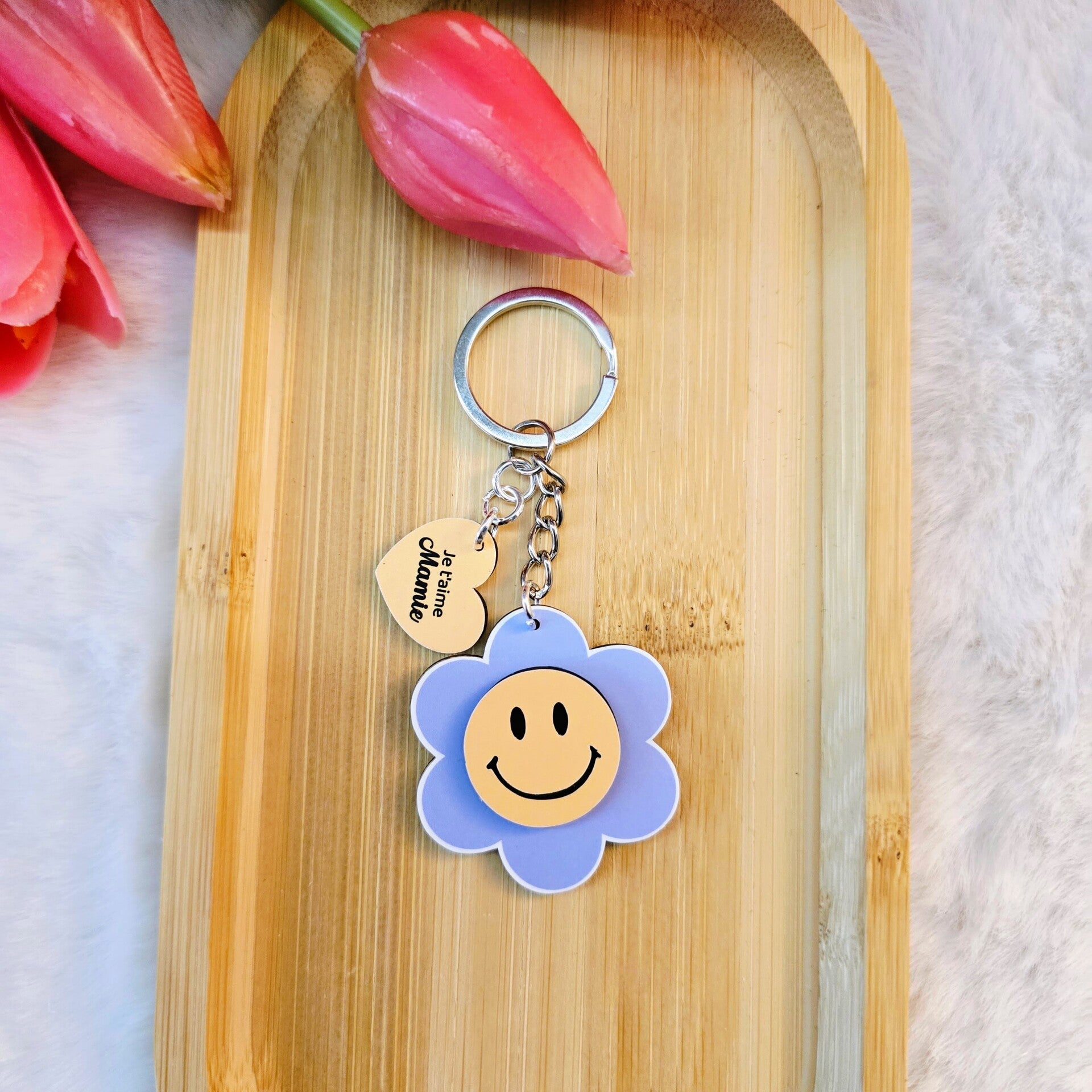 Porte-clé Fleur Smiley – Collection Color Pop