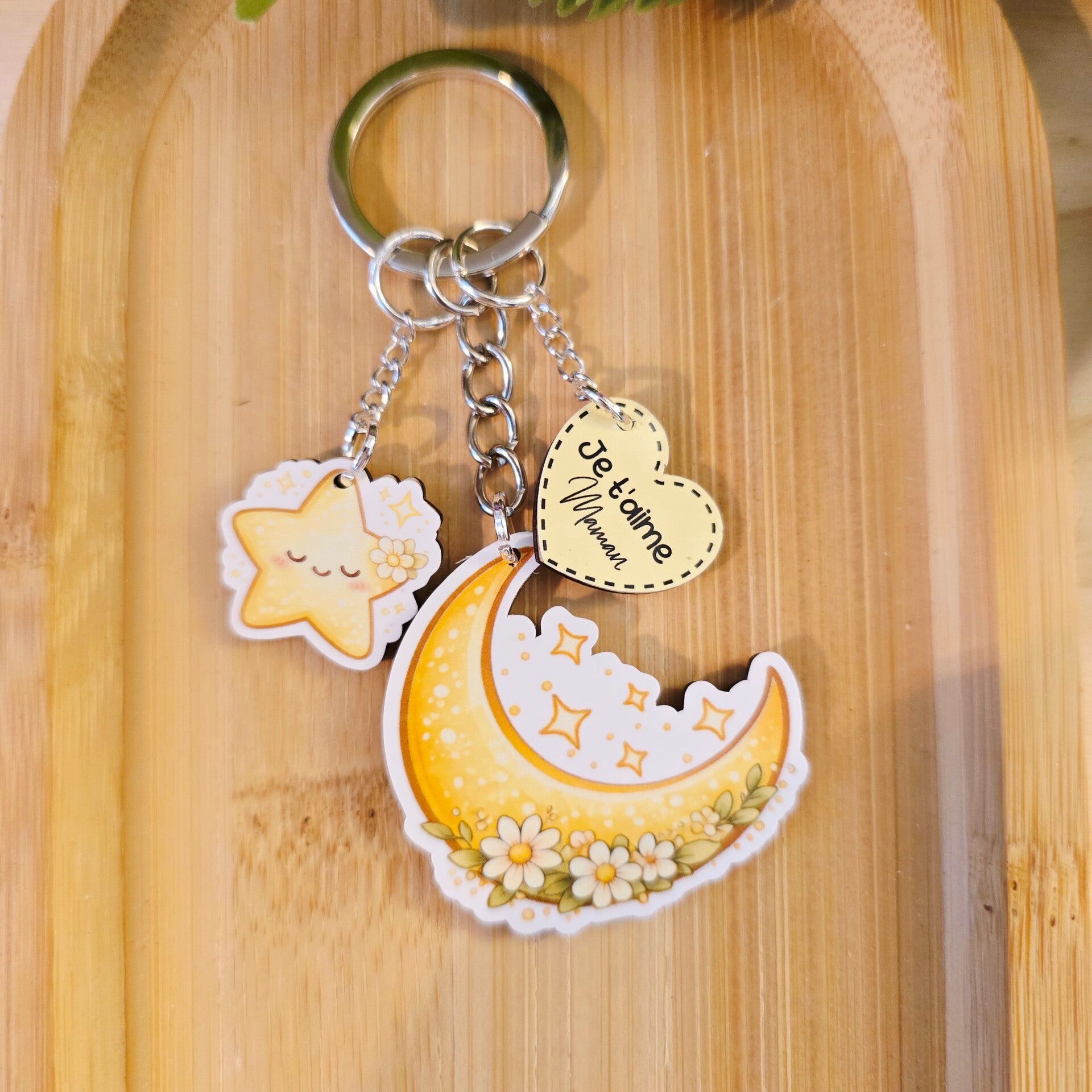 Porte-clé « Lune & Étoile » – Collection Maman