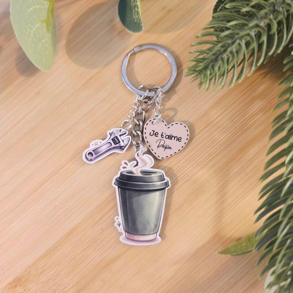 Porte-clé « Bricoleur & Café » – Collection Papa