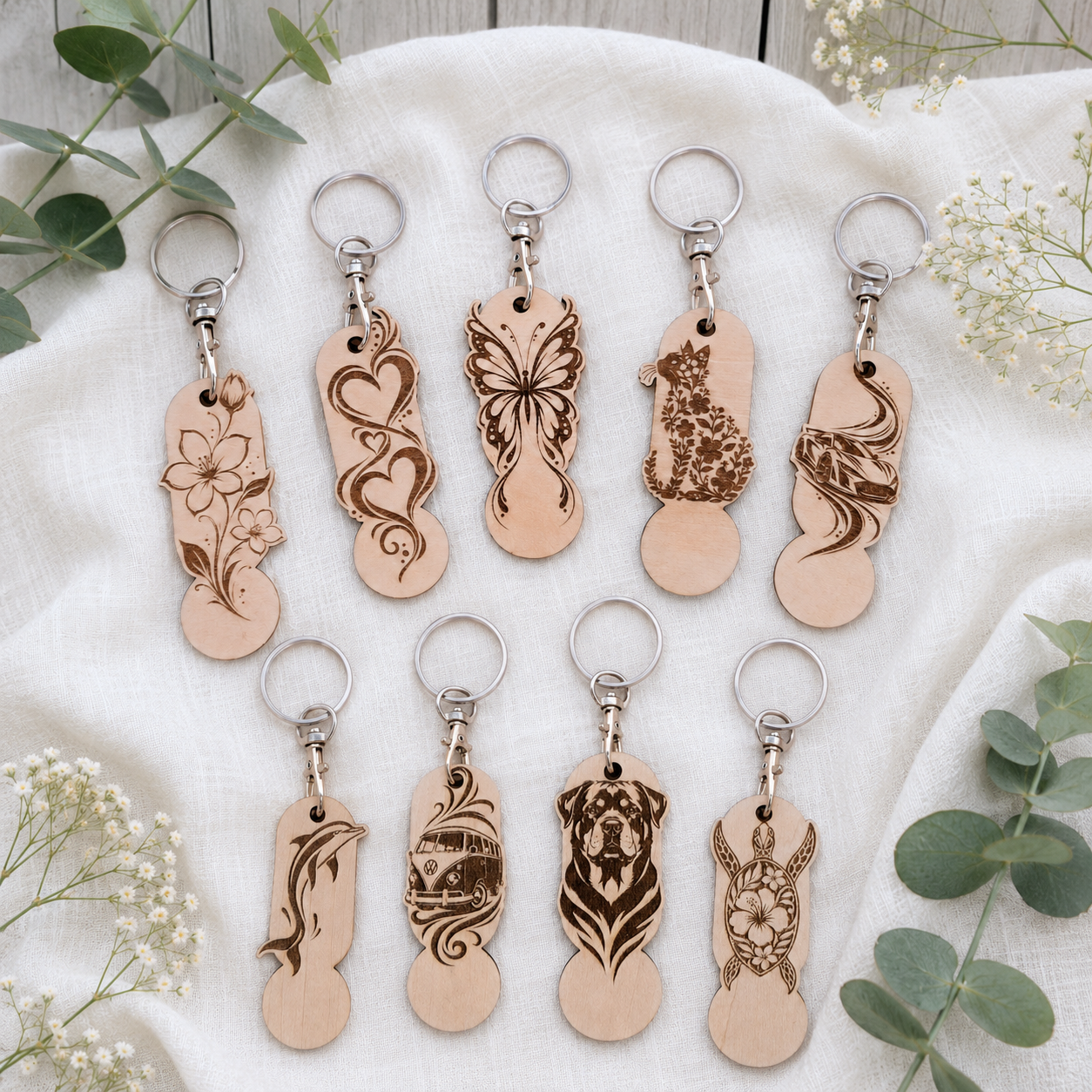 Jeton de caddie en bois – Porte-clés pratique et original