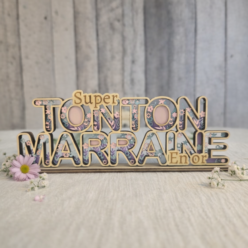 Déco à poser double - Motif floral personnalisable