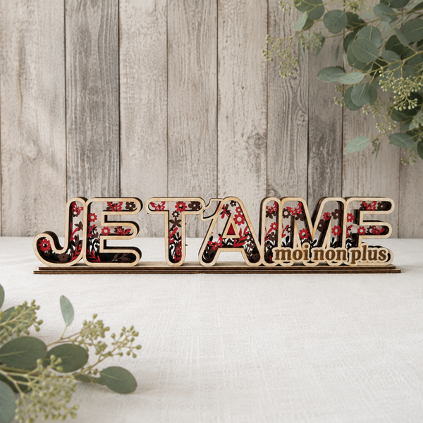 Je t'aime... moi non plus – Déco à poser en bois et papier