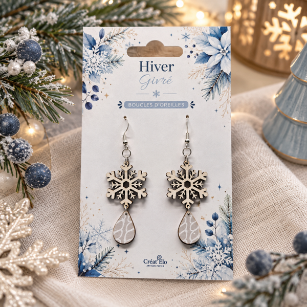 Boucles d'oreilles Flocons d'hiver – Collection Hiver Givré