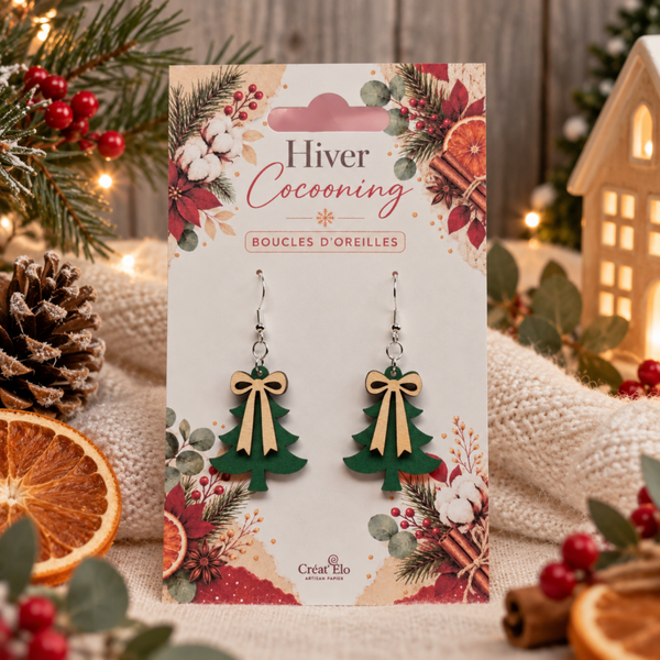 Boucles d'oreilles Sapins de Noël – Collection Hiver Cocooning
