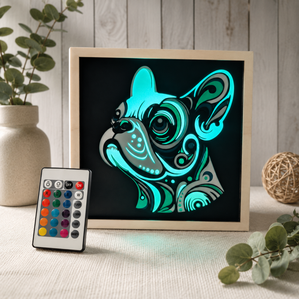Lightbox lumineuse Bouledogue français – LED multicolore
