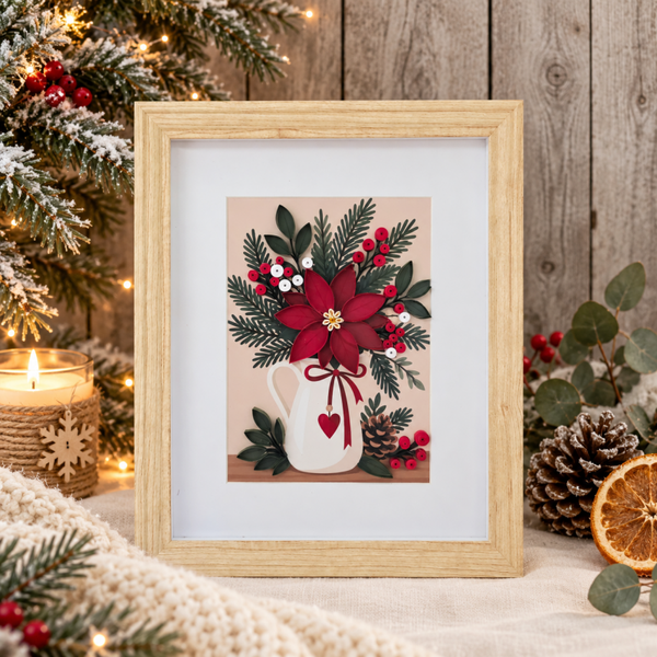 Cadre quilling Poinsettia de Noël – Collection Hiver Cocooning