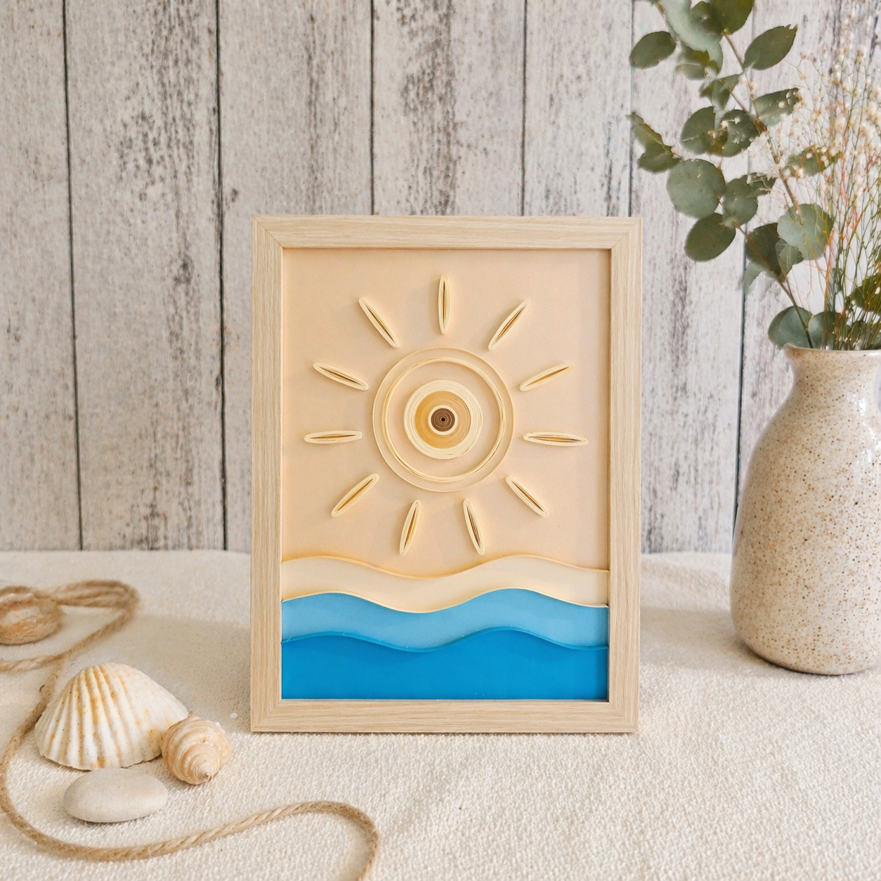 Cadre Quilling Soleil Minimaliste – Collection Cap Océan