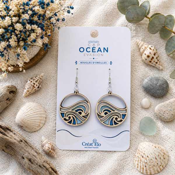 Boucles d’oreilles Vagues Océanes – Cap Océan Évasion