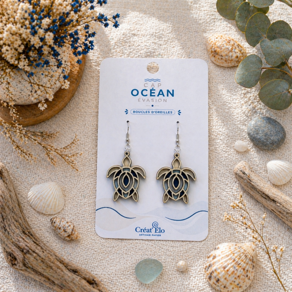 Boucles d’oreilles Tortue Océane – Cap Océan Évasion