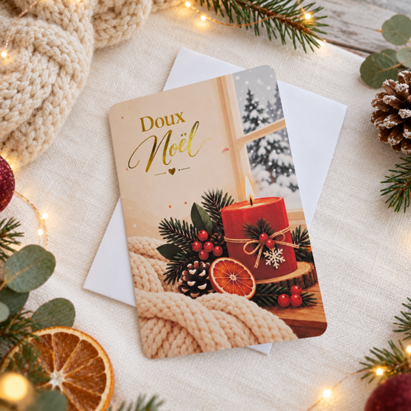Carte de Noël « Doux Noël » – Collection Hiver Cocooning