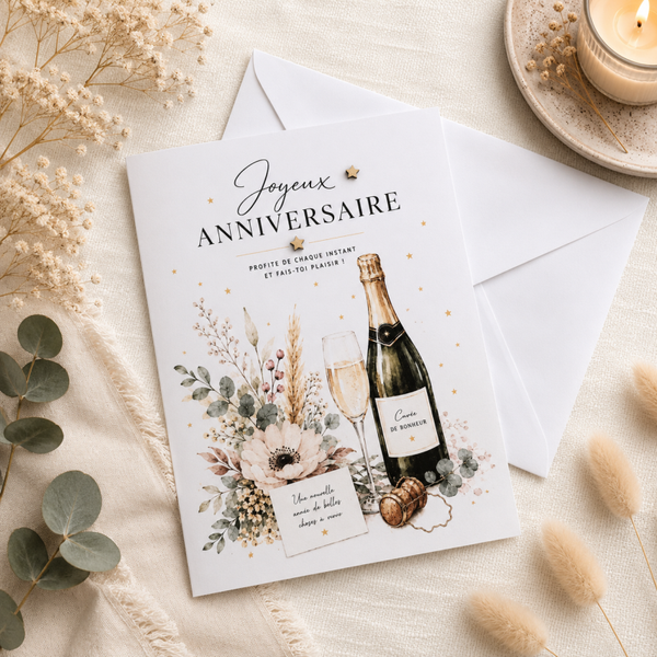 Carte d’anniversaire – Cuvée de bonheur
