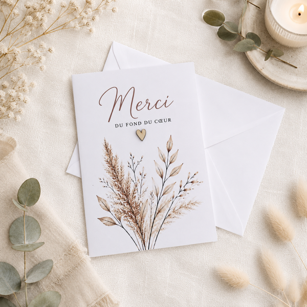 Carte de remerciement – Merci du fond du cœur