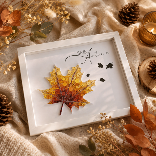 Cadre automnal en quilling – Feuille d’érable « Hello Autumn »