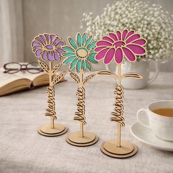 Fleur en bois "Mamie" – Un cadeau tendre et intemporel (Version 2026)