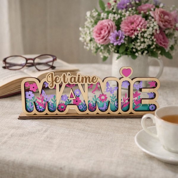 Déco à poser - Mamie je t'aime - Fleurs (Version 2026)