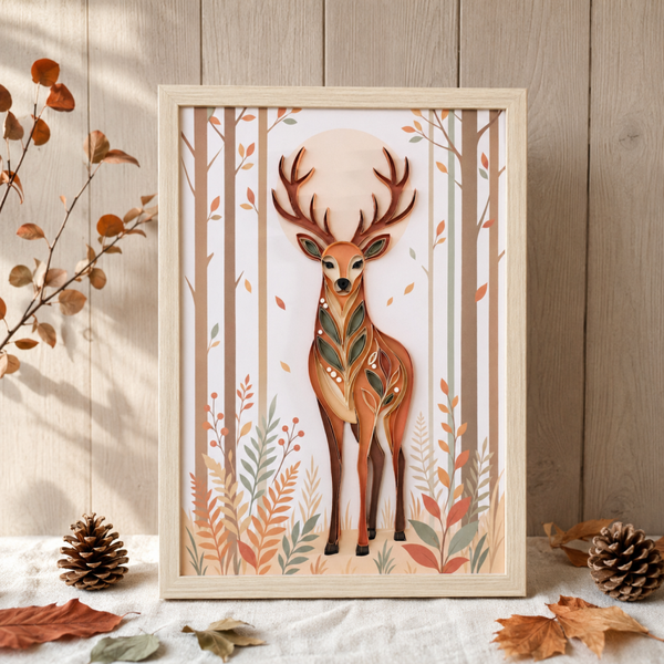 Cadre A4 Cerf – Collection Douceur d’automne