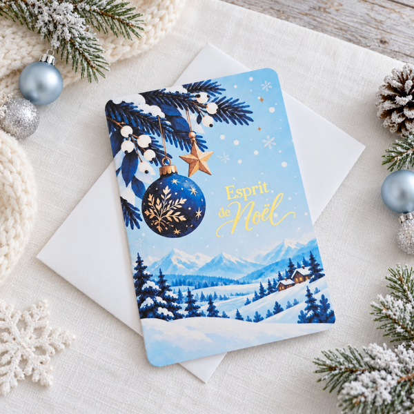 Carte de Noël « Esprit de Noël » – Collection Hiver Givré