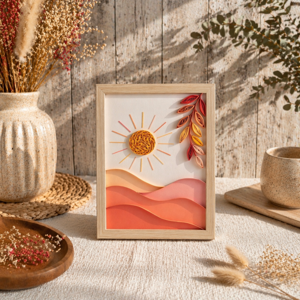Cadre Quilling Soleil & Feuillage – Collection Cap Soleil