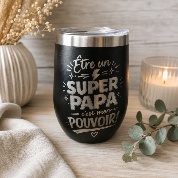 Mug gravé : “Être un super papa c’est mon pouvoir !"