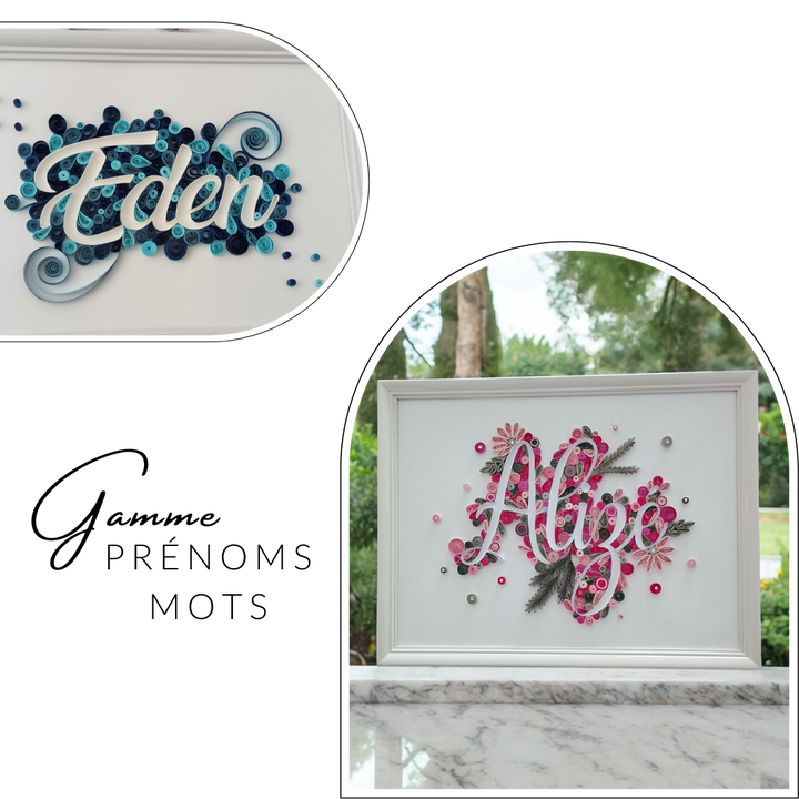 Gamme Prénoms et Mots en Quilling Personnalisés | Cadeaux Artistiques Uniques