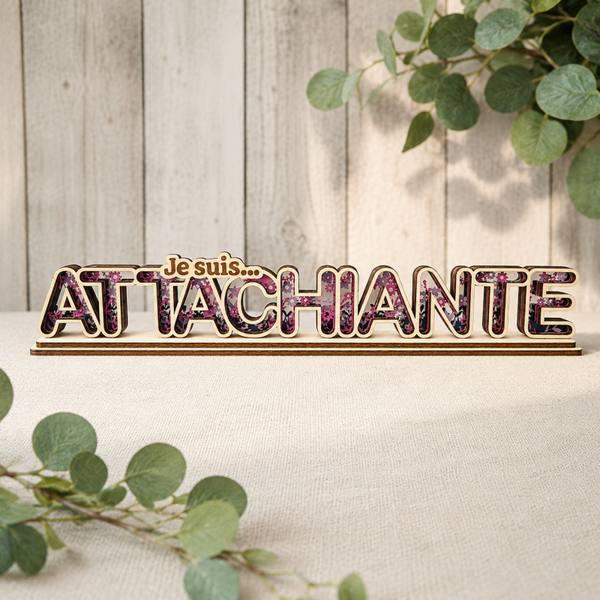 Je suis... ATTACHIANTE – Déco à poser en bois et papier