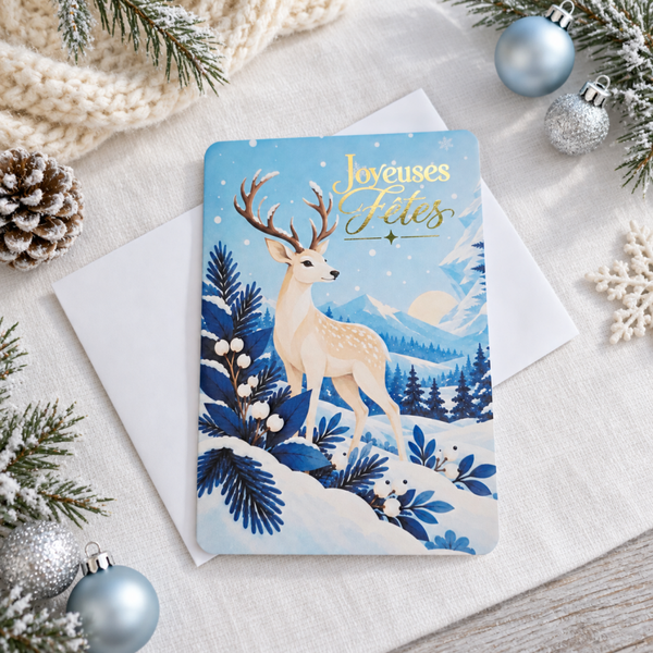 Carte de Noël « Joyeuses Fêtes » – Collection Hiver Givré