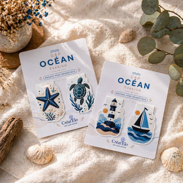 Marque-page magnétique – collection cap océan (lot de 2 modèles)