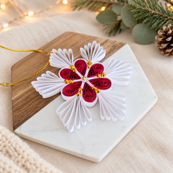 Suspension de Noël – Flocon Éventail en quilling