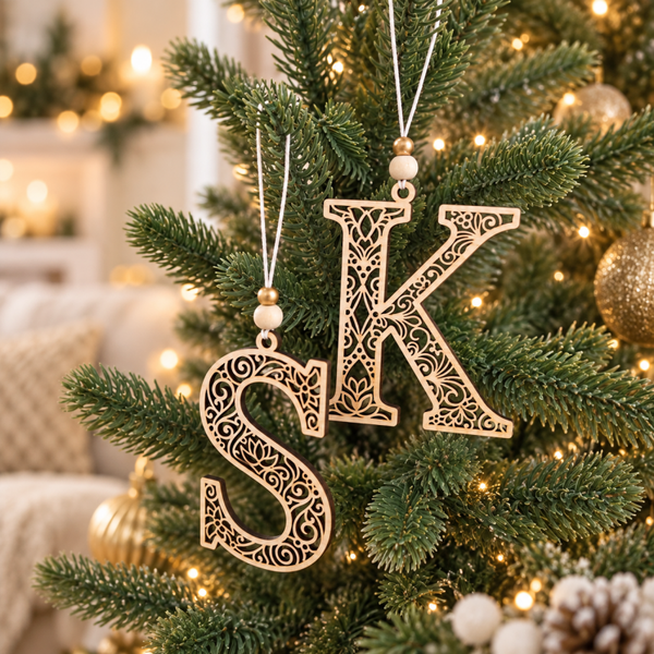 Suspension de Noël – Lettre en bois