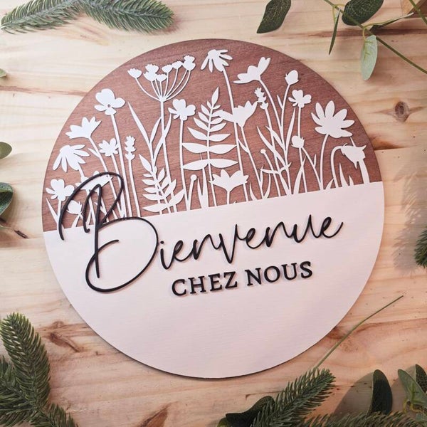 Panneau décoratif rond “Bienvenue chez nous”