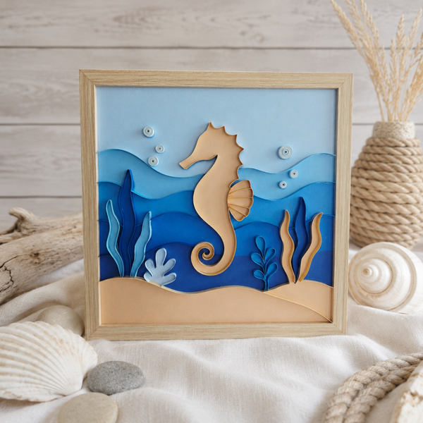 Cadre quilling “Hippocampe marin” – Collection Cap Océan