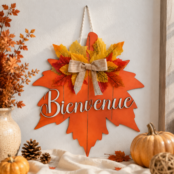 Plaque murale « Bienvenue » – Douceur d’automne