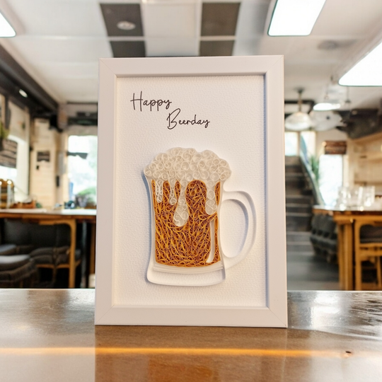 Bière d'anniversaire en quilling – Cadeau personnalisé fait main